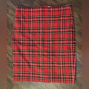 J Crew Red Plaid Red Skirt Size 10 NWOT